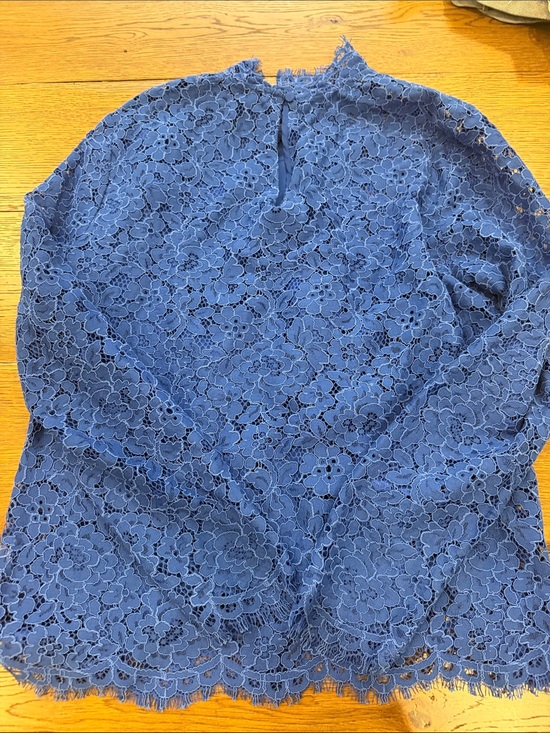 J. Crew Tops - Jcrew Blue Floral Lace Long Sleeve Top